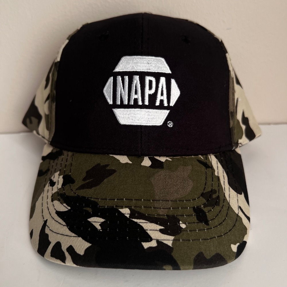 NAPA Auto Parts Embroidered Camo Baseball Cap Hat Adjustable Black Green